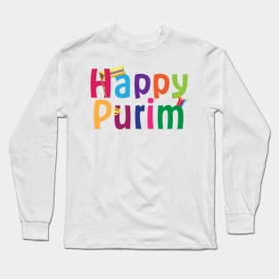 Happy Purim colorful design Long Sleeve T-Shirt